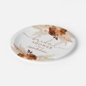 Burnt Orange Bohemisch Pampas Grass Brautparty Pappteller (Schrägansicht)