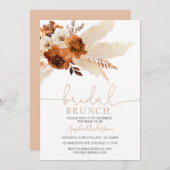 Burnt Orange Bohemisch Pampas Grass Bridal Brunch Einladung (Vorne/Hinten)