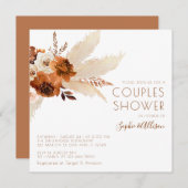 Burnt Orange Bohemisch Pampas Grass Couples Dusche Einladung (Vorne/Hinten)