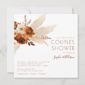 Burnt Orange Bohemisch Pampas Grass Couples Dusche Einladung (Vorderseite)