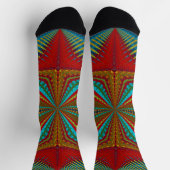 Burnt Orange Bohemisch Rust Aquamarin Red Tribal E Socken (Oben)