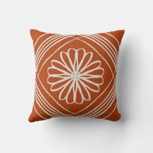 Burnt Orange Bohemische Blume Kissen