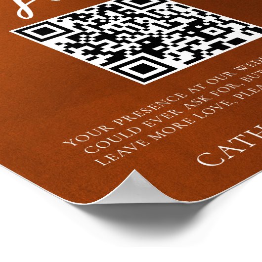 Burnt Orange Boho Autumn Wedding Honeymoon Fund Poster (Ecke)