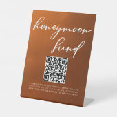 Burnt Orange Boho Autumn Wedding Honeymoon Fund Sockelschild (Vorderseite)