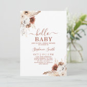 Burnt Orange Boho Baby Shower Girl Einladung (Stehend Vorderseite)