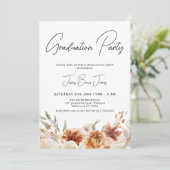 Burnt Orange Boho Bloral Graduation Party Einladung (Stehend Vorderseite)