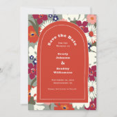 Burnt Orange Boho Chic Floral Save the Date Einladung (Vorderseite)