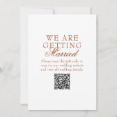 Burnt Orange Boho Chic Terracotta QR Code Wedding Einladung (Rückseite)