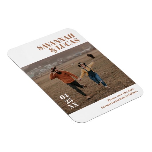 Burnt Orange Boho Foto Save the Date Magnet (Rechte Seite)