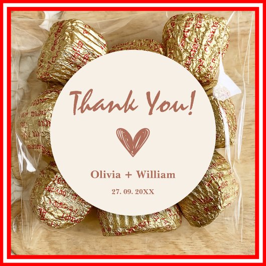 Burnt Orange Boho Gastgeschenke Hochzeiten Heart C Runder Aufkleber