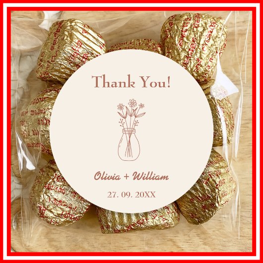 Burnt Orange Boho Gastgeschenke Hochzeiten Herz Runder Aufkleber