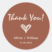 Burnt Orange Boho Gastgeschenke Hochzeiten Herz Runder Aufkleber (Vorderseite)