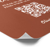 Burnt Orange Boho Hochzeitskarte QR-Code Poster (Ecke)