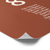 Burnt Orange Boho Hochzeitstisch-Seekarte Poster (Ecke)