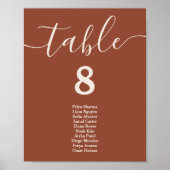 Burnt Orange Boho Hochzeitstisch-Seekarte Poster (Vorne)