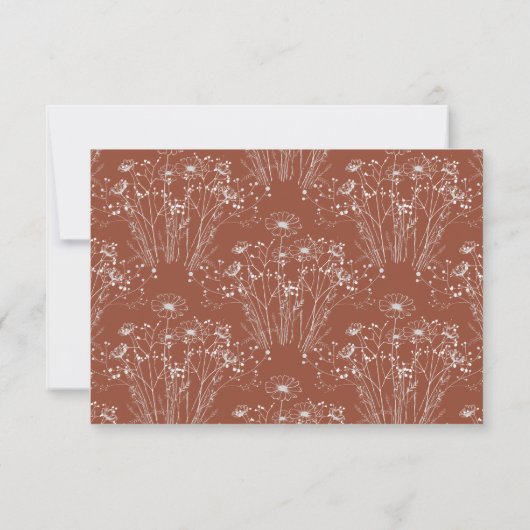 Burnt Orange Boho Menü Selection Wedding RSVP (Rückseite)