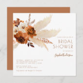 Burnt Orange Boho Pampas Grass Brautparty Einladung (Vorne/Hinten)