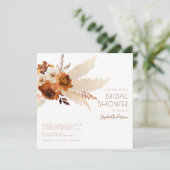 Burnt Orange Boho Pampas Grass Brautparty Einladung (Stehend Vorderseite)