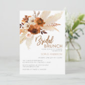 Burnt Orange Boho Pampas Grass Bridal Brunch Einladung (Stehend Vorderseite)