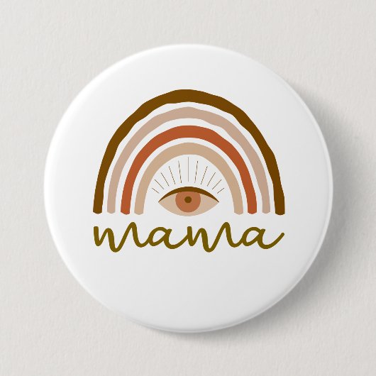 Burnt Orange Boho Rainbow eye  Button (Vorderseite)