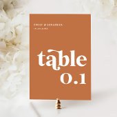 Burnt Orange Boho Retro 70er Wedding Tischnummer