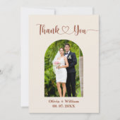 Burnt Orange Boho Terracotta Rustic Wedding Dankeskarte (Vorderseite)