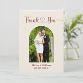 Burnt Orange Boho Terracotta Rustic Wedding Dankeskarte (Stehend Vorderseite)