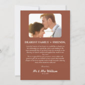 Burnt Orange Boho Terracotta Rustic Wedding Dankeskarte (Rückseite)