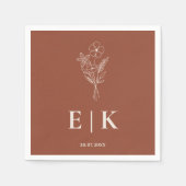 Burnt Orange Boho Terracotta Wildblume Wedding Serviette (Vorderseite)