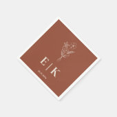 Burnt Orange Boho Terracotta Wildblume Wedding Serviette (Ecke)