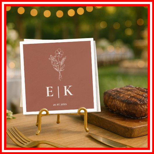 Burnt Orange Boho Terracotta Wildblume Wedding Serviette