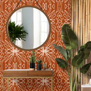 Burnt Orange Boho Tribal Gemustert Peel and Stick Tapete