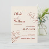 Burnt Orange Boho Wedding Einladung (Stehend Vorderseite)