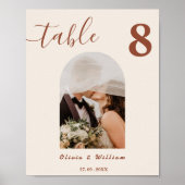 Burnt Orange Boho Wedding FOTO Tischnummer Poster (Vorne)