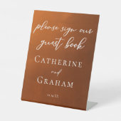 Burnt Orange Boho Wedding Guest Book Pedestal Sign Sockelschild (Vorderseite)