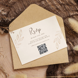 Burnt Orange Boho Wedding RSVP QR Code Karte