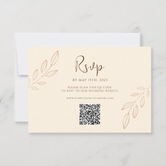 Burnt Orange Boho Wedding RSVP QR Code Karte (Vorderseite)