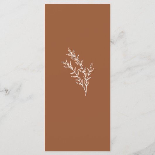 Burnt Orange Boho Wildblume Hochzeitsempfang Menükarte (Rückseite)