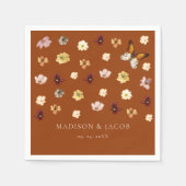 Burnt Orange Boho Wildblume Wedding Serviette (Vorderseite)