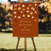 Burnt Orange Boho Wildblume Wedding Welcome Poster