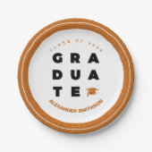Burnt Orange Bold GRADUATE Letters and Cap Pappteller (Vorderseite)