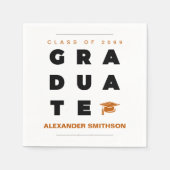 Burnt Orange Bold GRADUATE Letters and Cap Serviette (Vorderseite)