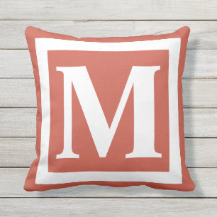 Burnt Orange Bold Initial Monogram Letter Kissen