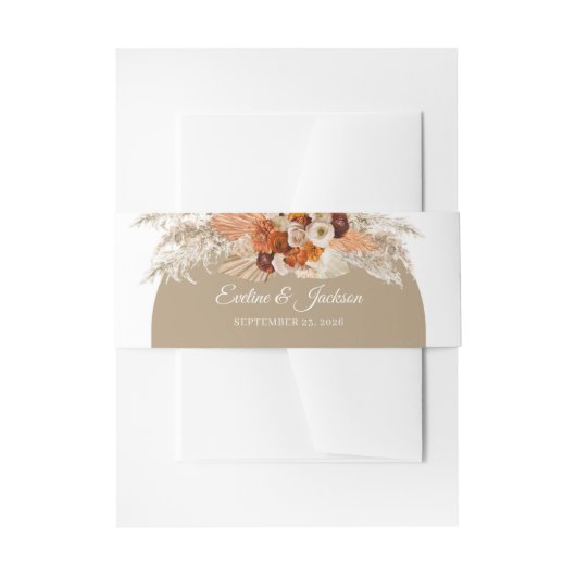 Burnt orange bordeauxfarbene Blume Rose Terracotta Einladungsbanderole (Vorderseite Beispiel)