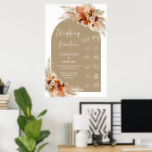 Burnt orange borundy terracotta Wedding Timeline Poster (Heimbüro)