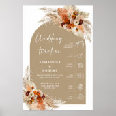 Burnt orange borundy terracotta Wedding Timeline Poster (Vorne)