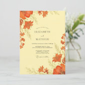 Burnt Orange Botanical Autumn Wedding Einladung (Stehend Vorderseite)