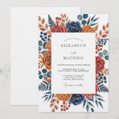 Burnt Orange Botanical Bloom Wedding Einladung (Vorne/Hinten)