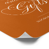 Burnt Orange Botanical Cards & Gifts Wedding Sign Poster (Ecke)