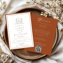 Burnt Orange botanical crest All in one wedding  Einladung
